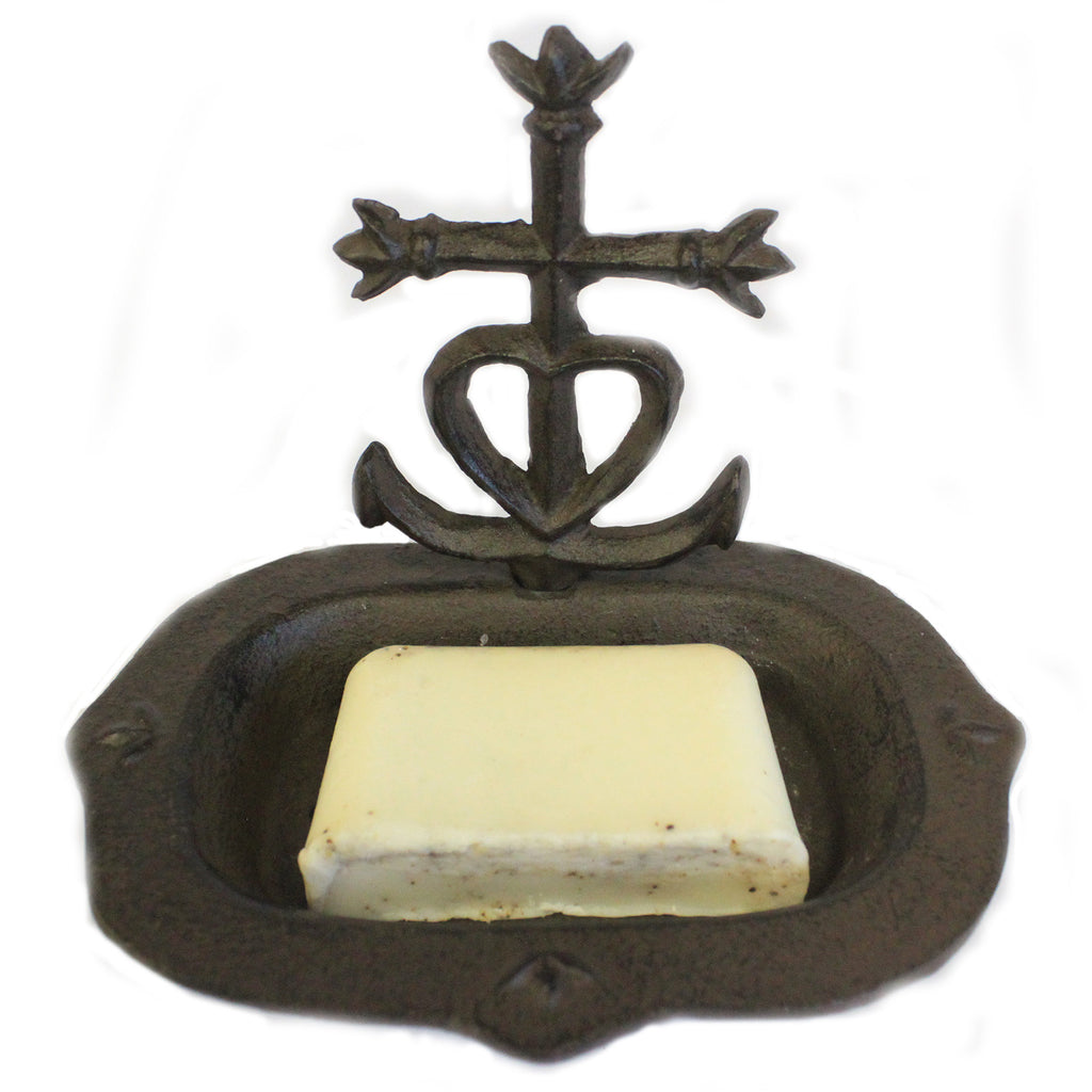 Cast Iron Soap Dish - Heart & Cross - Natural cast-iron-soap-dishes ,cast-iron-products ,cast-iron-soap-dishes